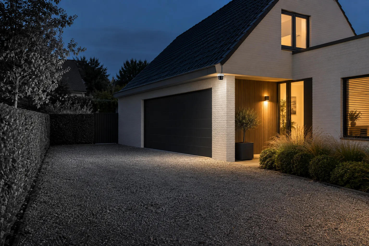 Maison belge filmée de nuit avec une zone infrarouge et une zone éclairée en couleur