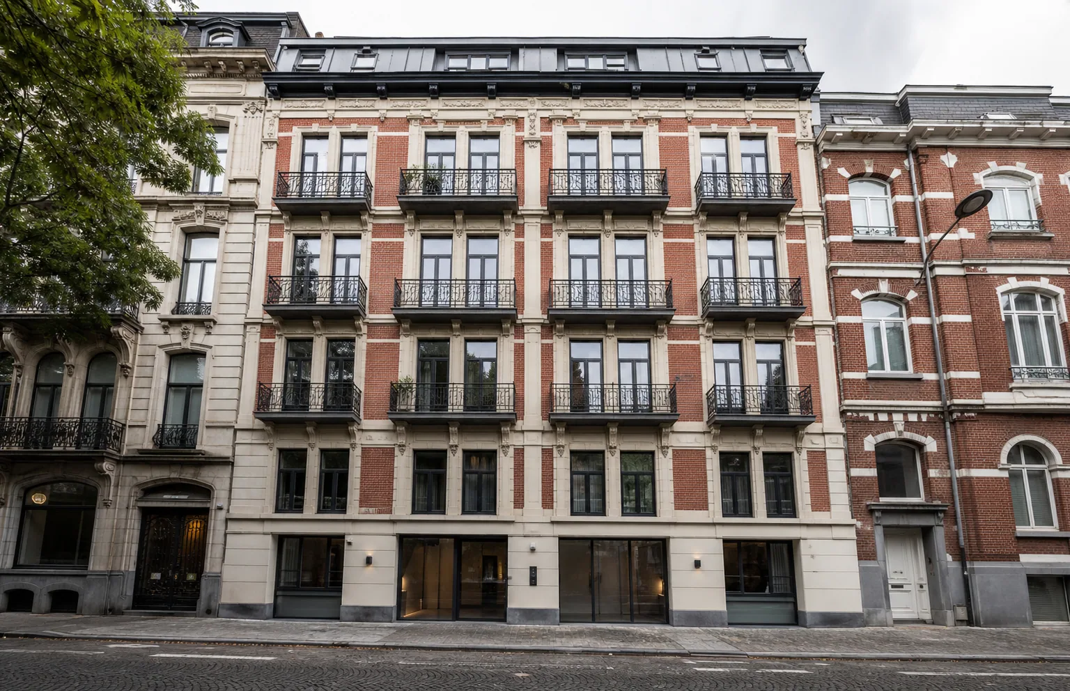 Gevel van een appartementsgebouw in Brussel