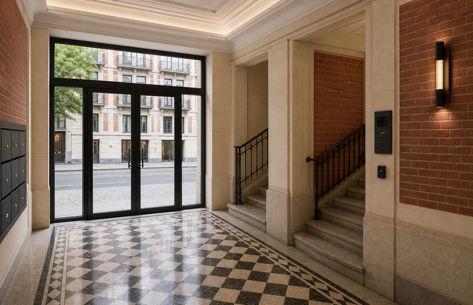 Entrance hall of an apartment building