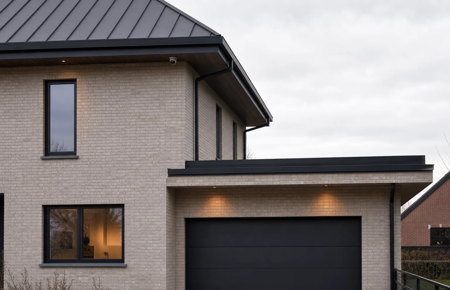 Outdoor camera under the roof overhang