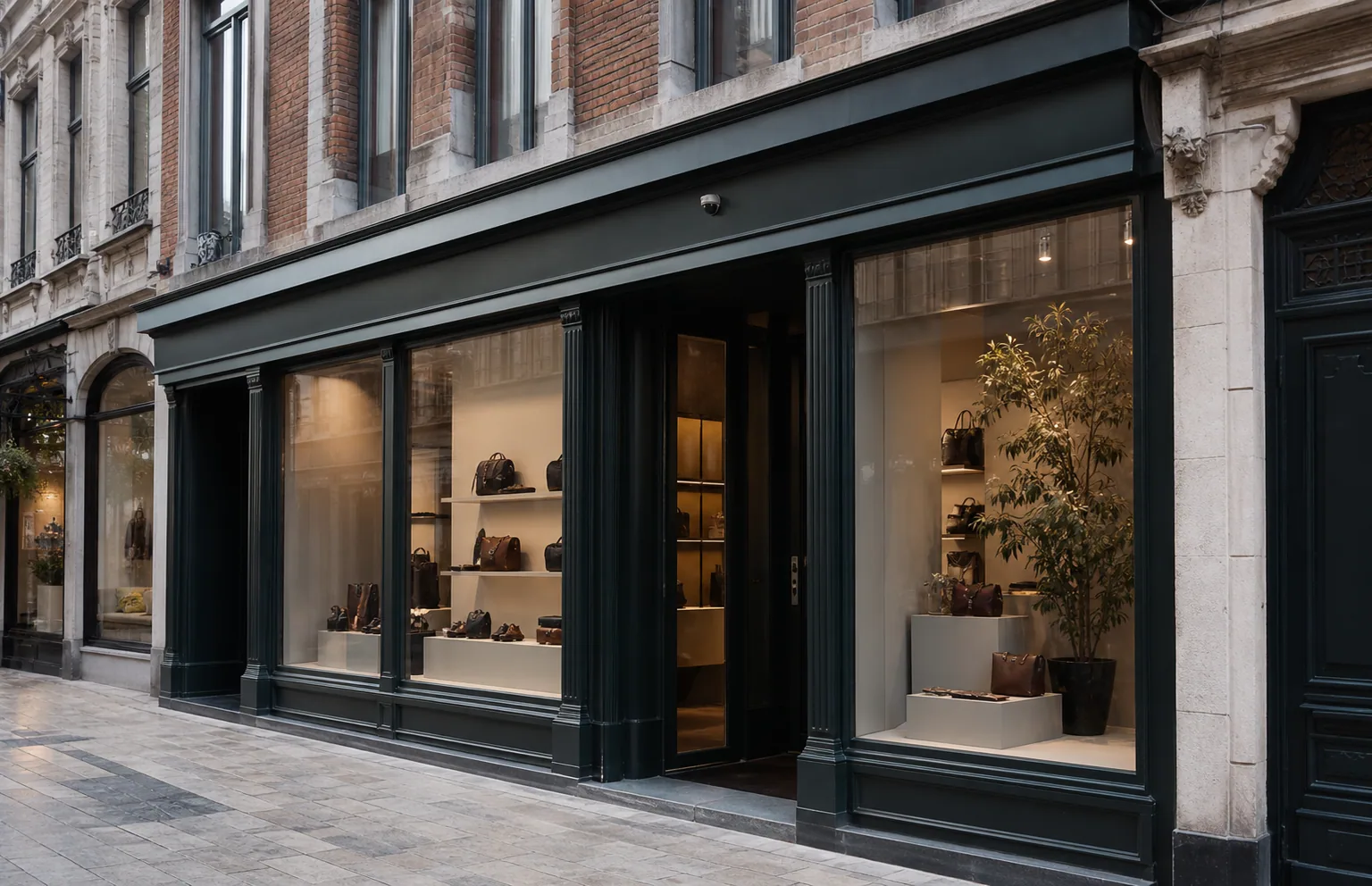 Urban shop facade in Brussels