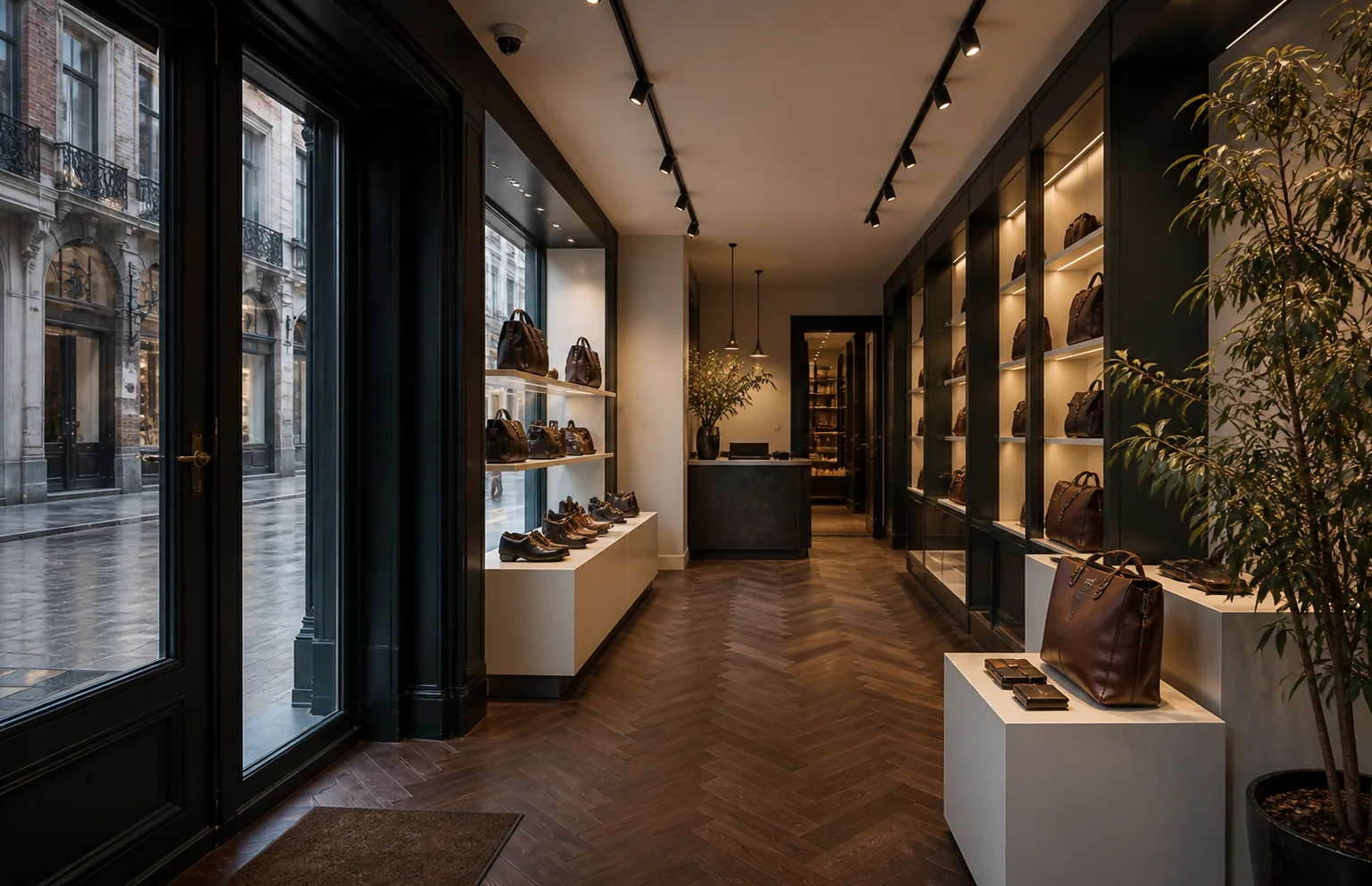 Shop entrance with a discreet camera
