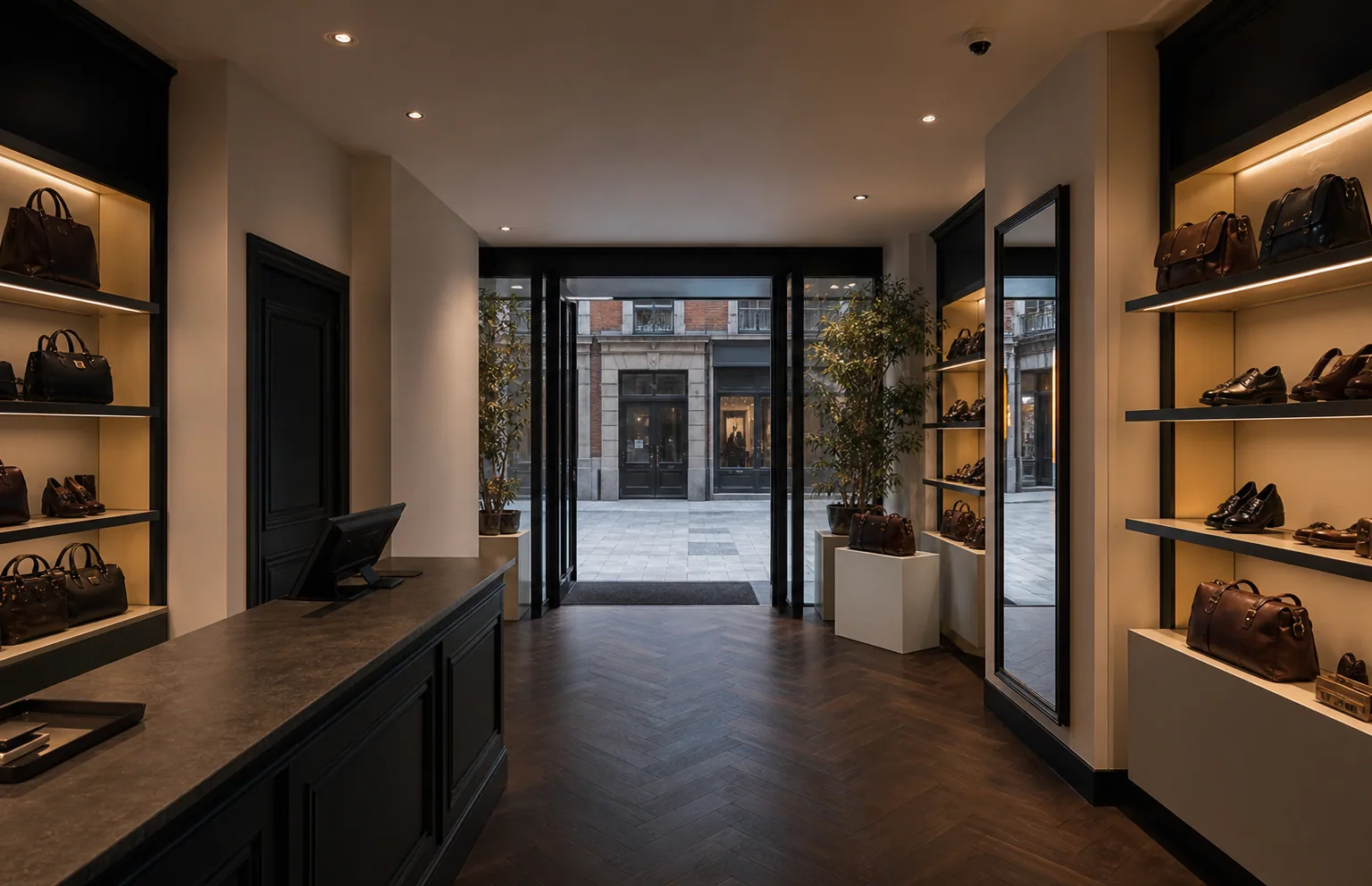 Delivery door with badge reader