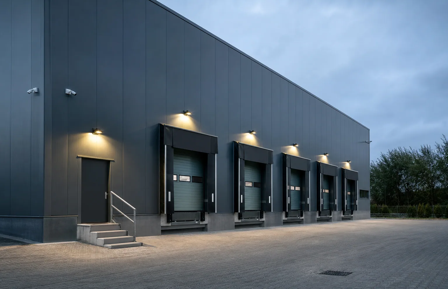 Modern warehouse with loading bays in Zellik