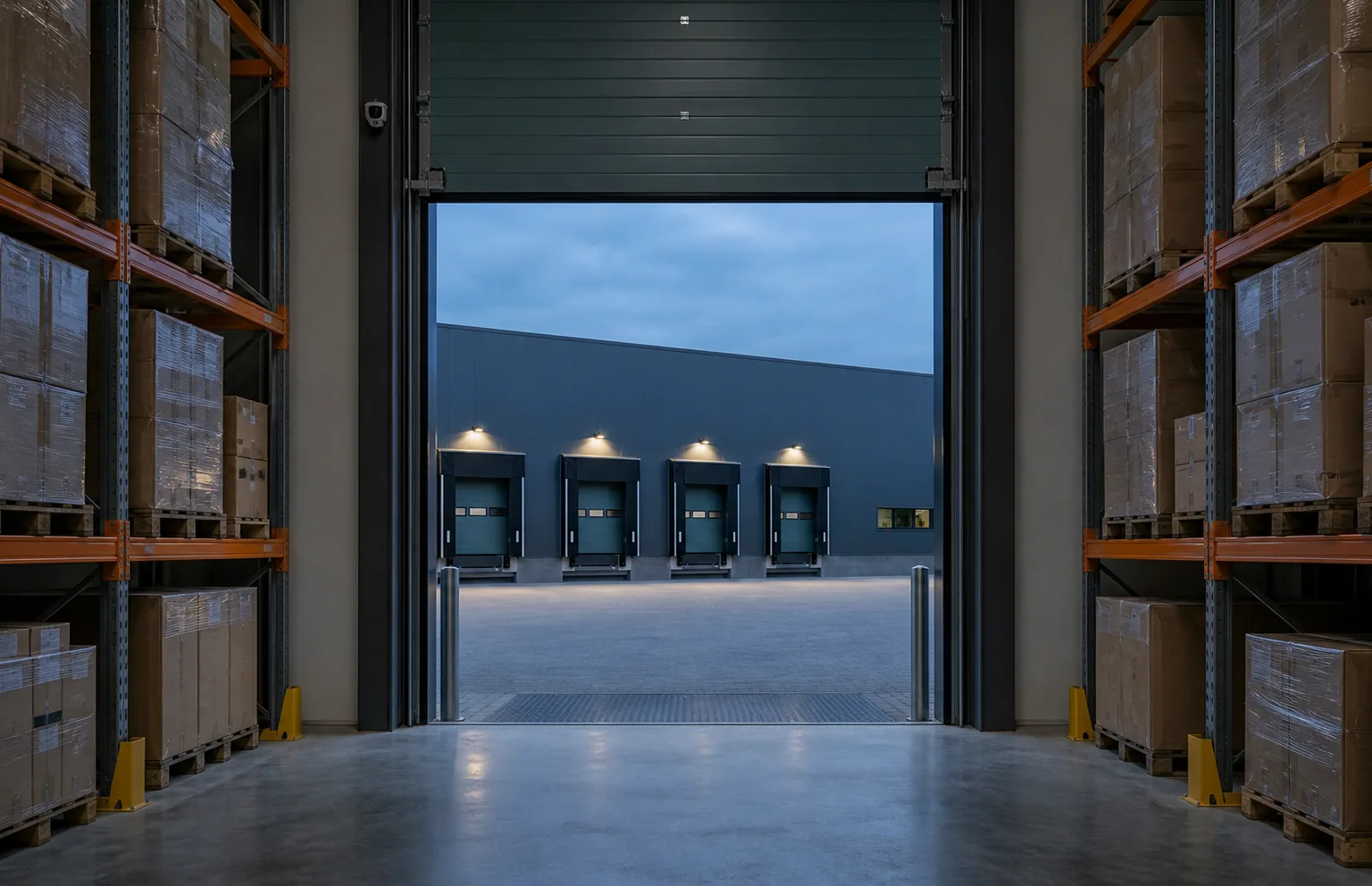 Logistics yard at dusk
